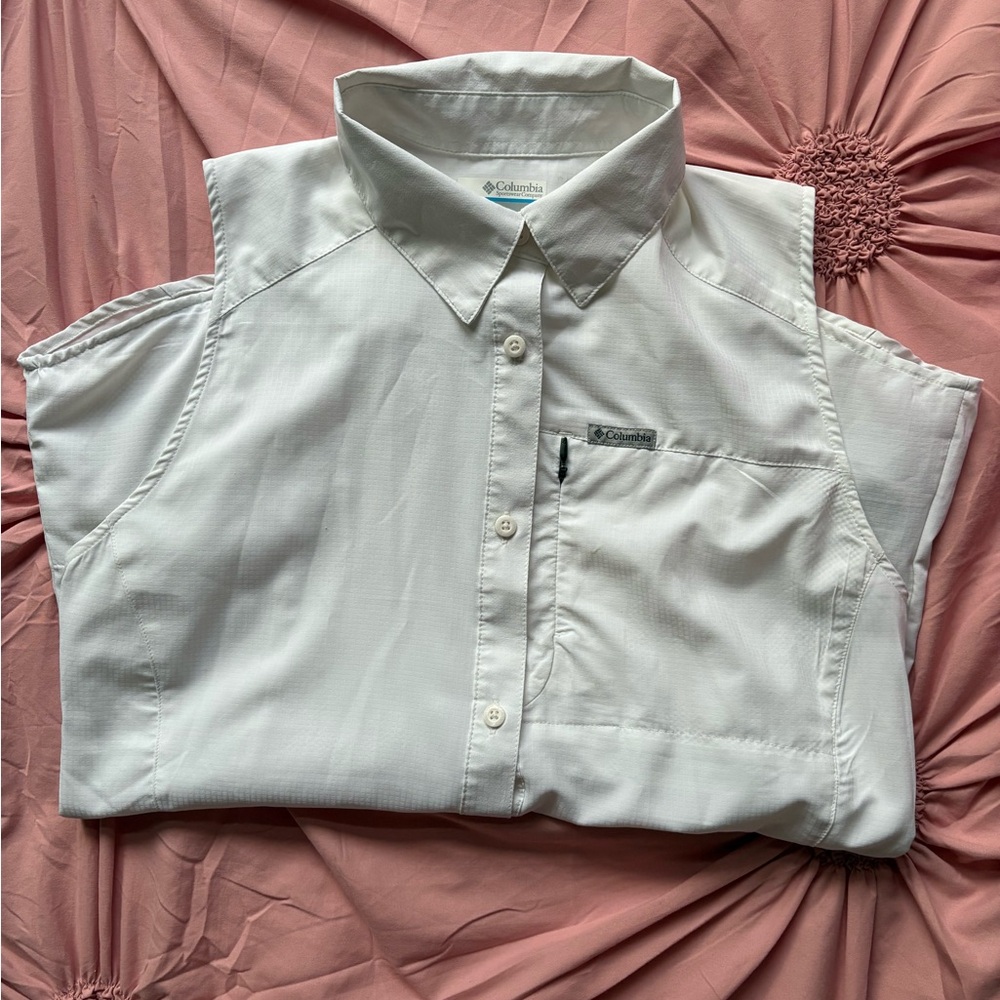 Columbia White Button Down Shirt